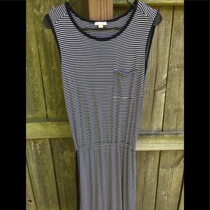 Gap Black & White Striped Maxi Dress